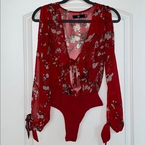 Beautiful split sleeve tie front blouse